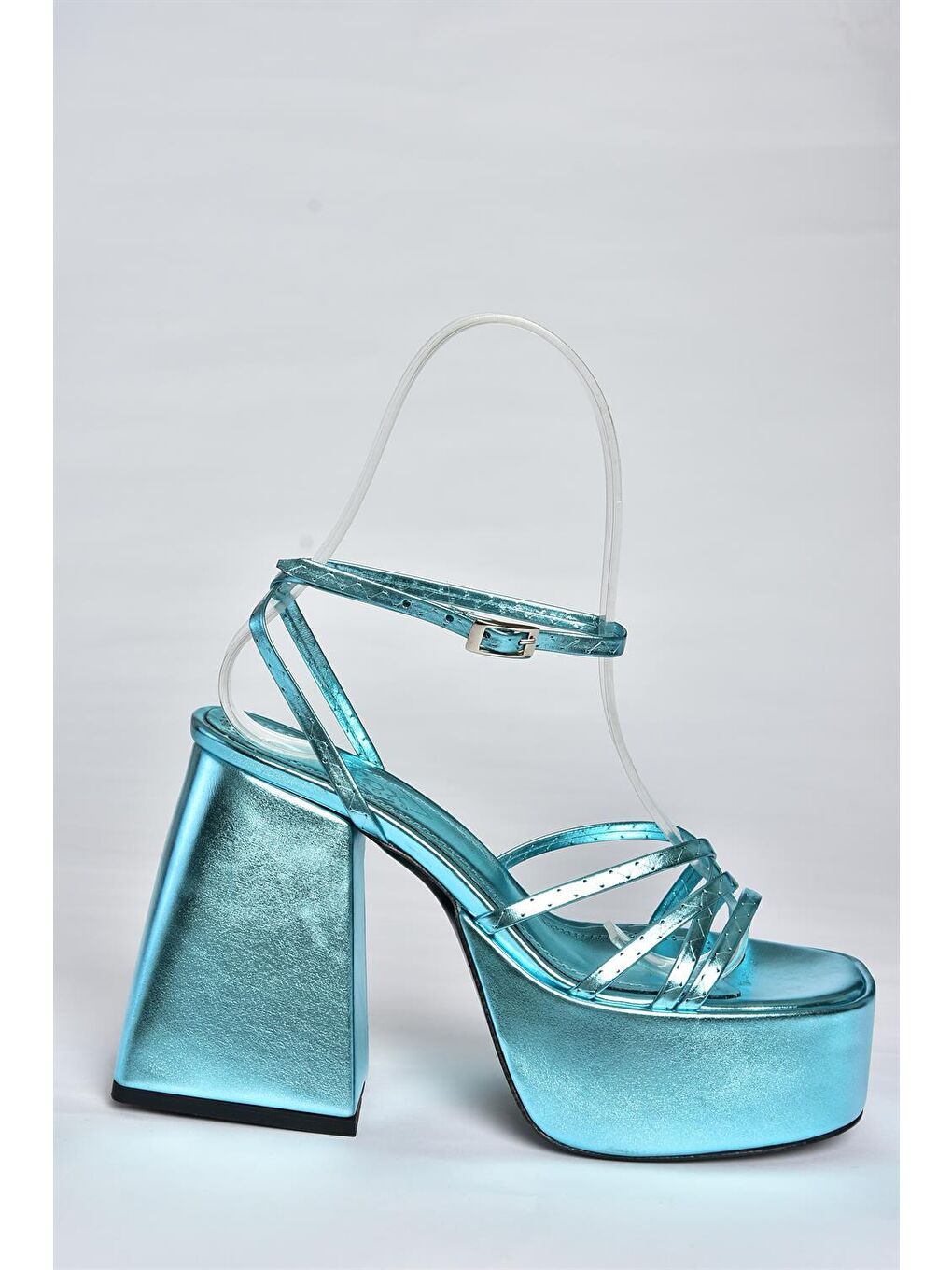 P931642659 Mavi Suni Deri Platform Yüksek Topuklu Kadın Ayakkabı-4