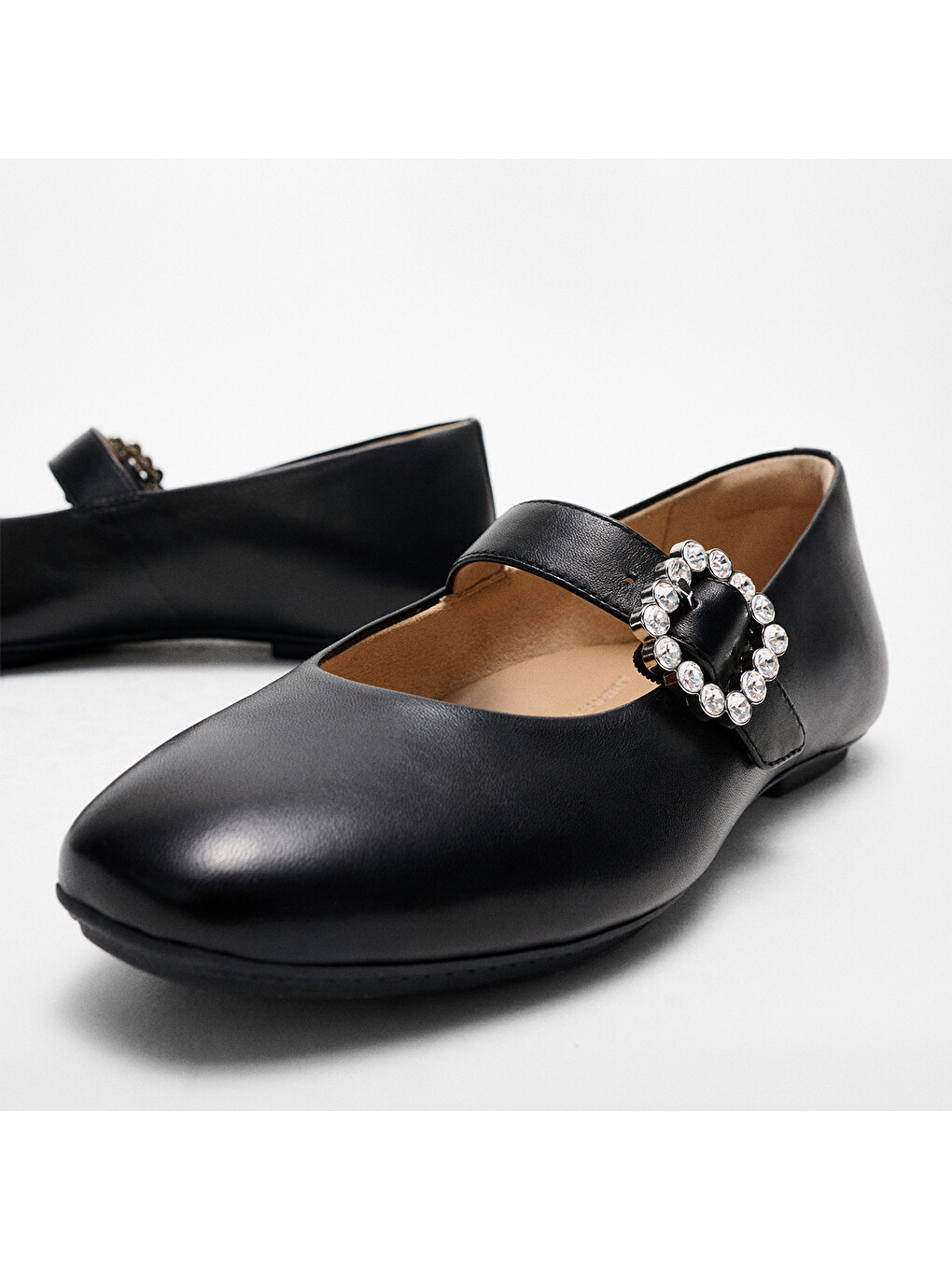 Siyah Kadın Babet E3J-B41/001 DELICATO CRYSTAL-BUCKLE LEATHER-4