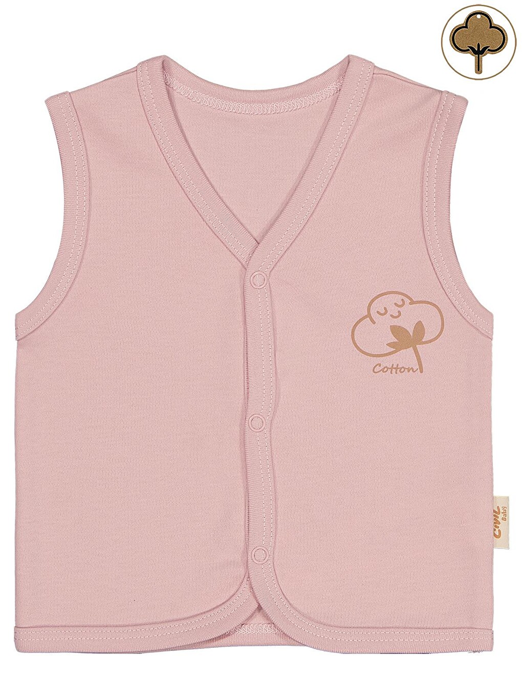 Baby Organik Pamuklu 0-12 Ay Bebe Yelek - Pembe