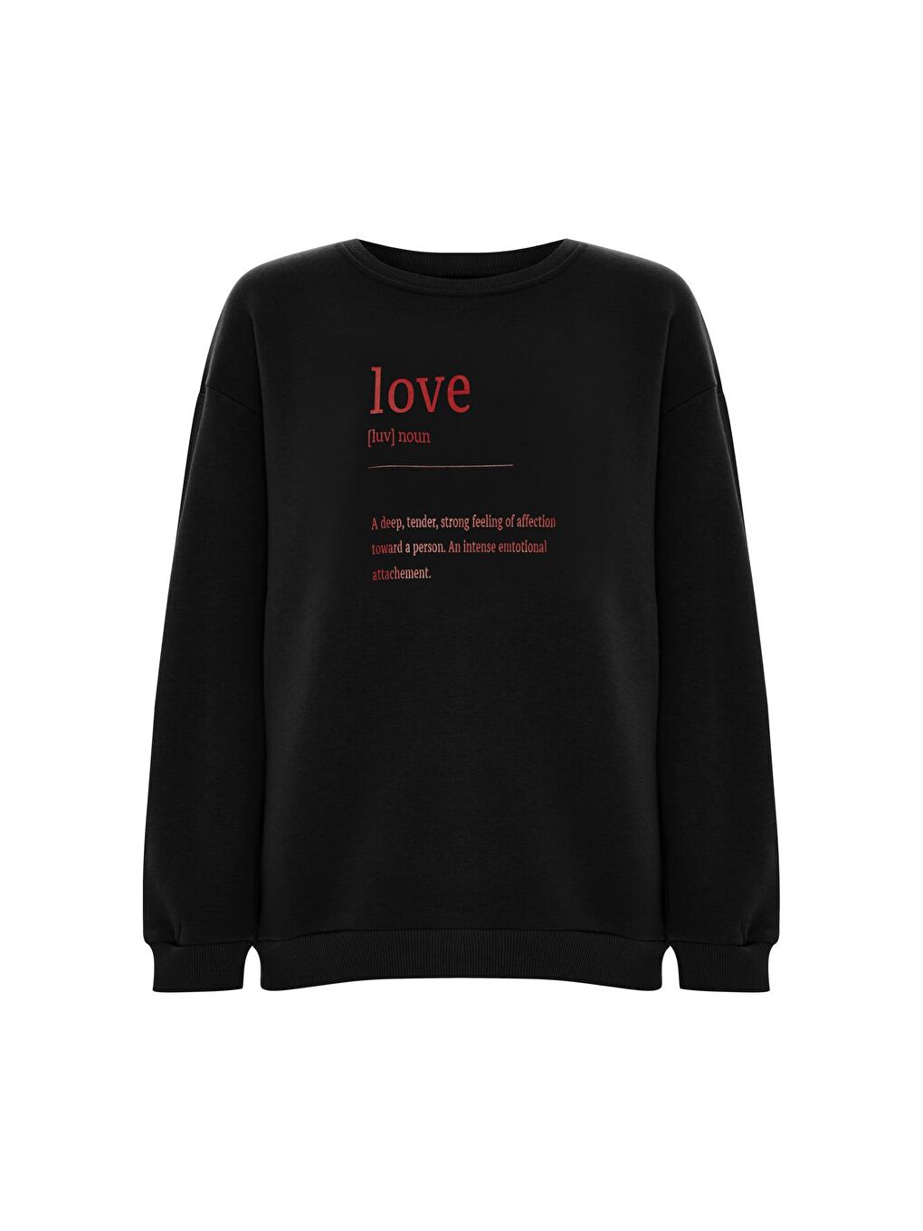 Baskılı Düz Renk Sweatshirt -Siyah-1