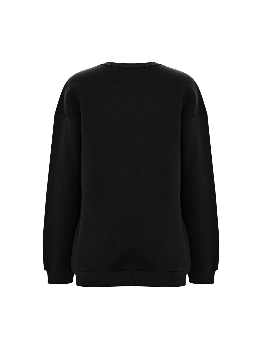 Baskılı Düz Renk Sweatshirt -Siyah-2