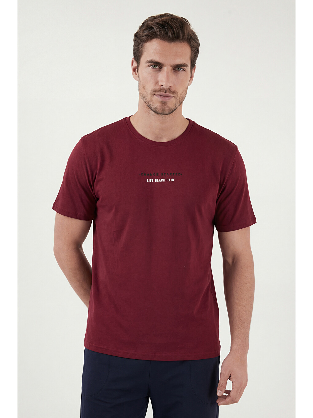 Bordo Pamuklu Regular Fit Baskılı Pijama Takımı 6096160-3