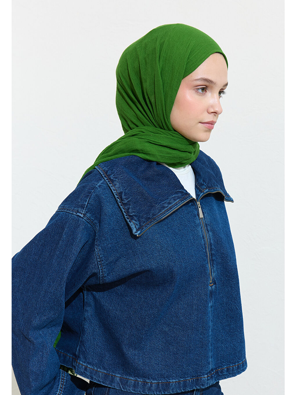 Yeşil Green Juıce Pamuklu Keten Şal-1