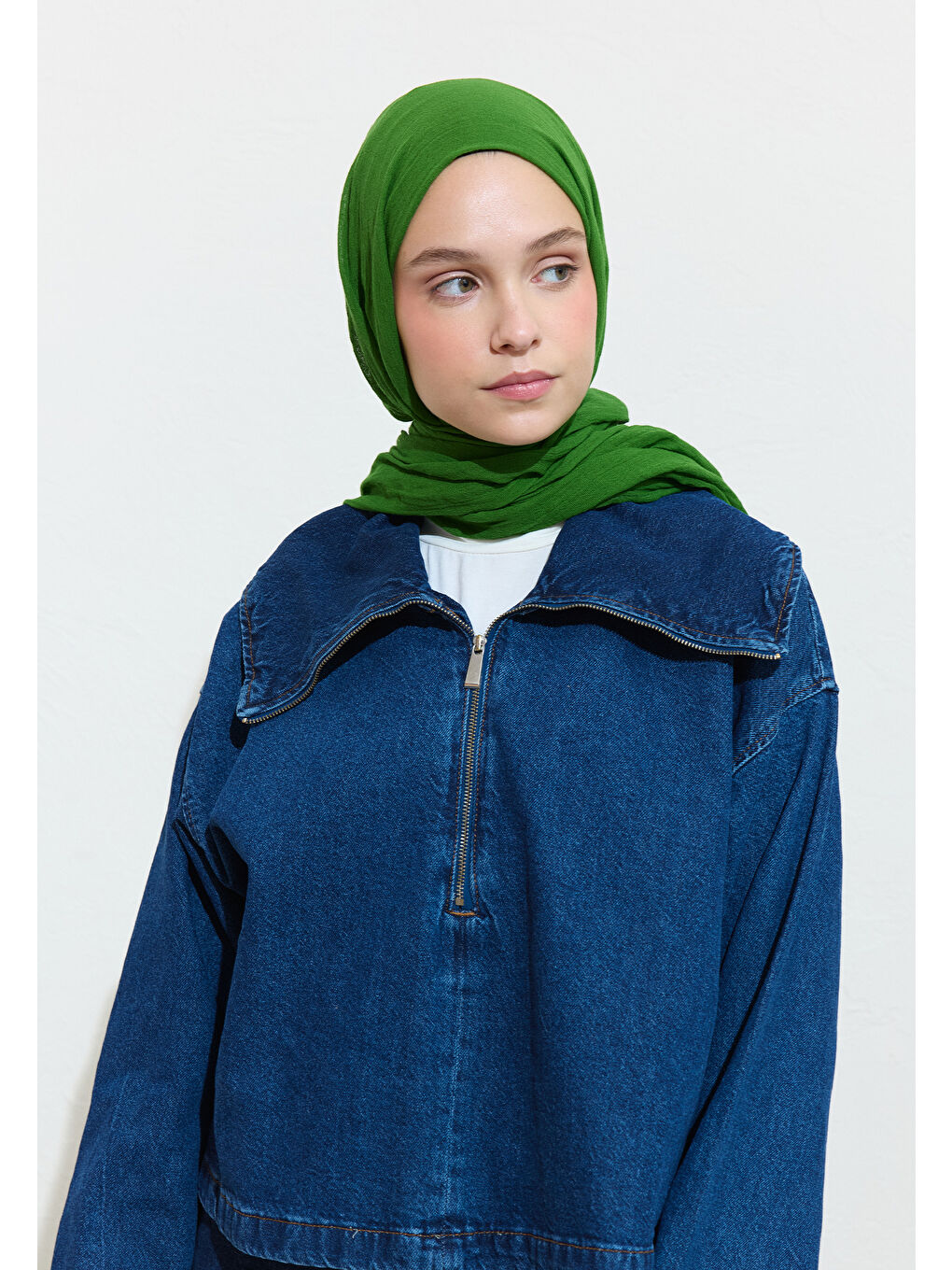 Yeşil Green Juıce Pamuklu Keten Şal-2