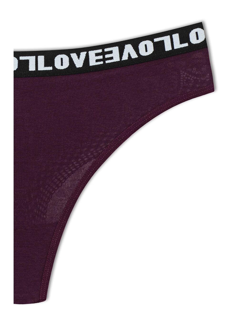 Bordo Pamuklu Arkası Dantel LOVE Lastik Tanga Kadın Külot 5'li-9