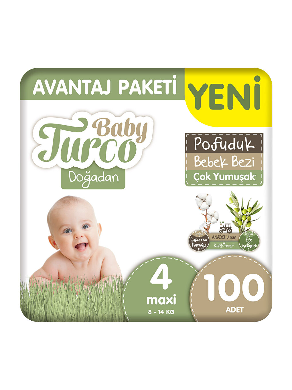 Doğadan Avantaj Paketi Pofuduk Bebek Bezi 4 Numara Maxi 100 Adet