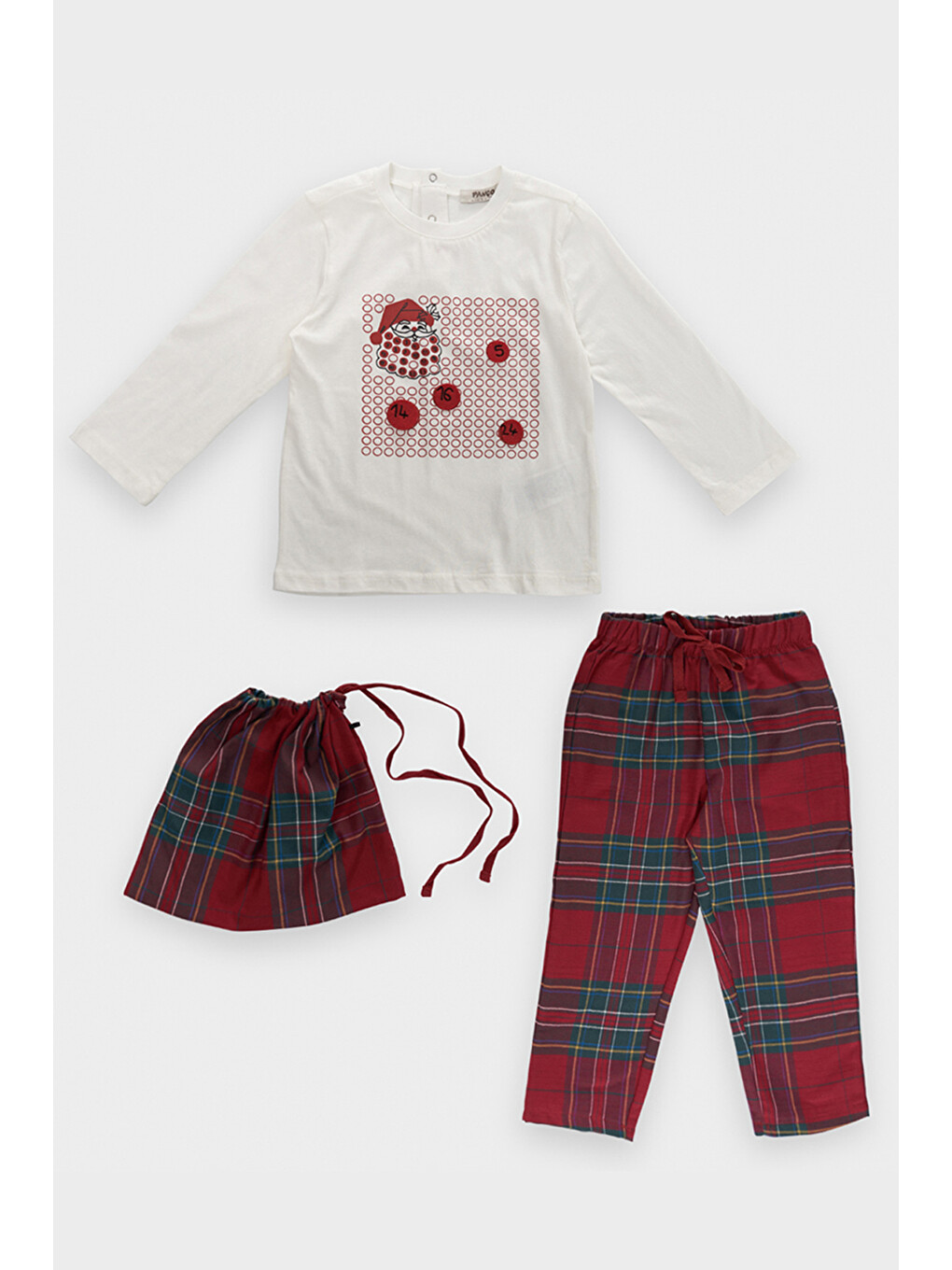 Erkek Bebek Yılbaşı Temalı Kırmızı Pijama Takımı