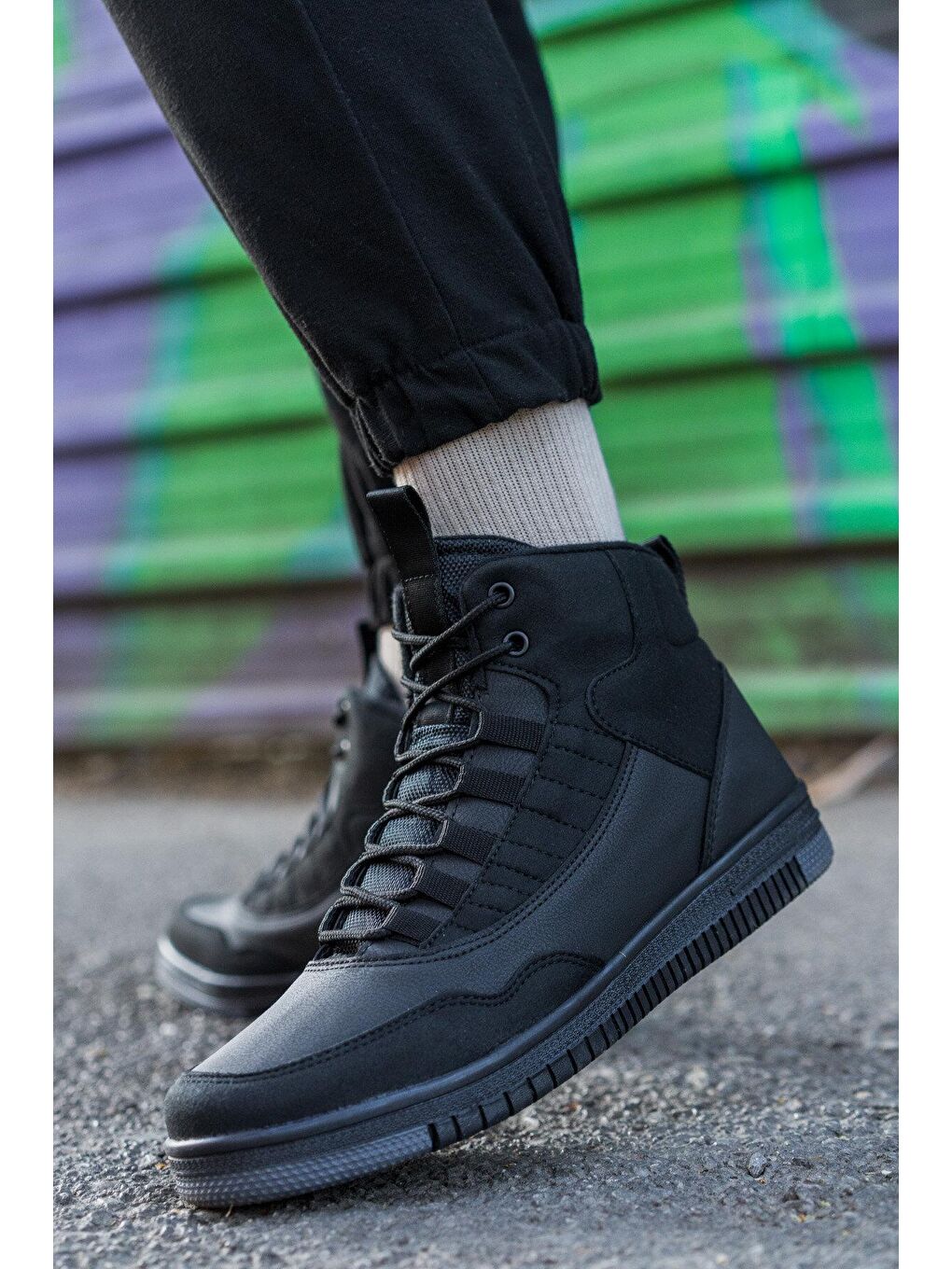 ZEYA 3PR Siyah Erkek High Sneaker-1