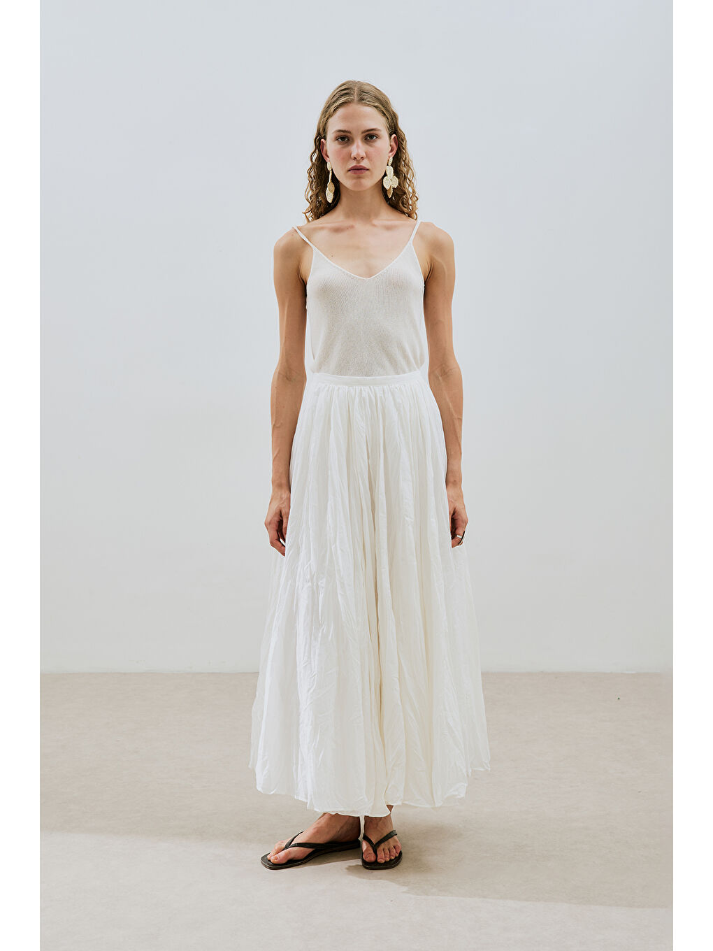 Pılıse Maxı Etek Ekru-1