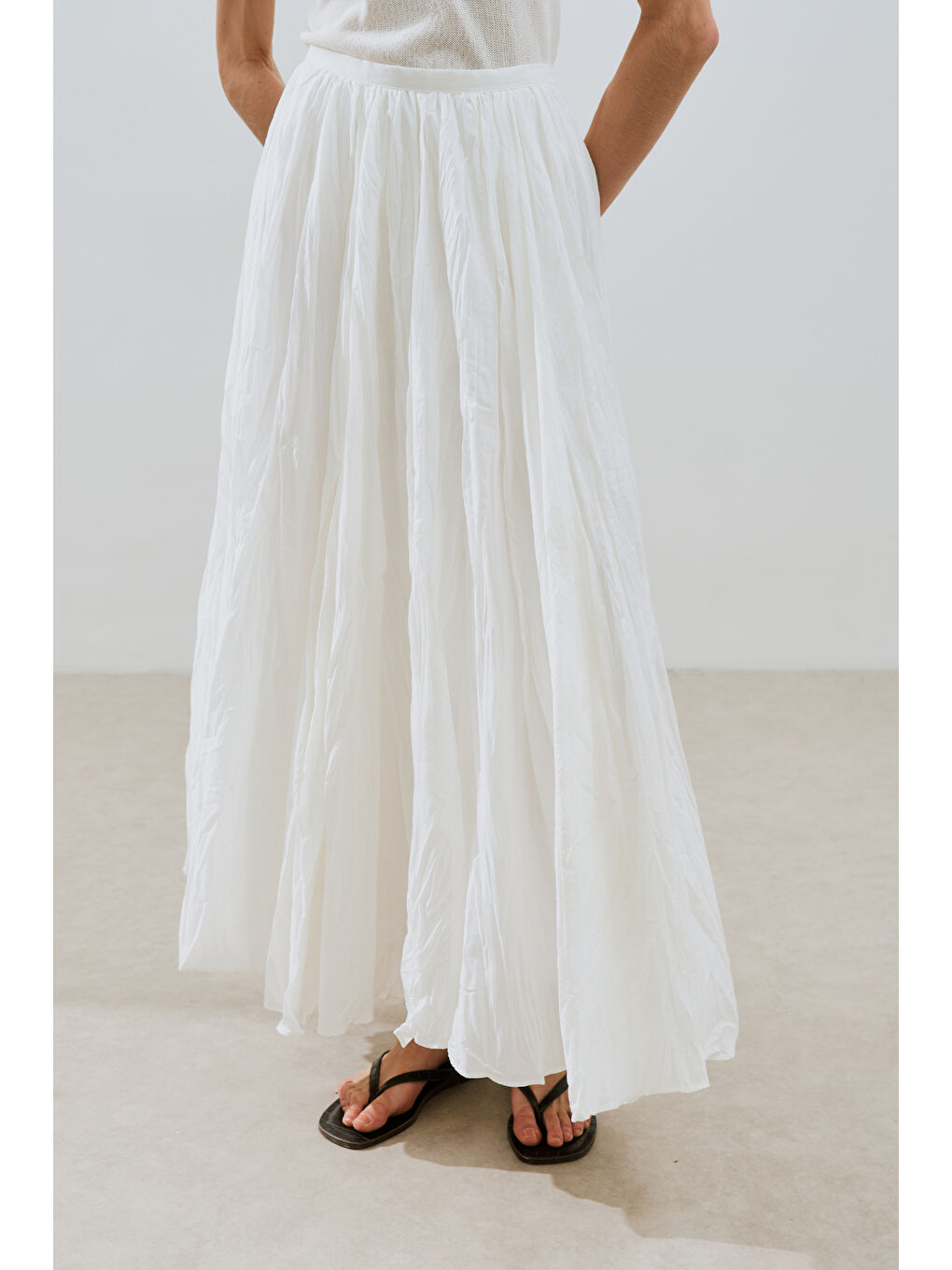 Pılıse Maxı Etek Ekru-3