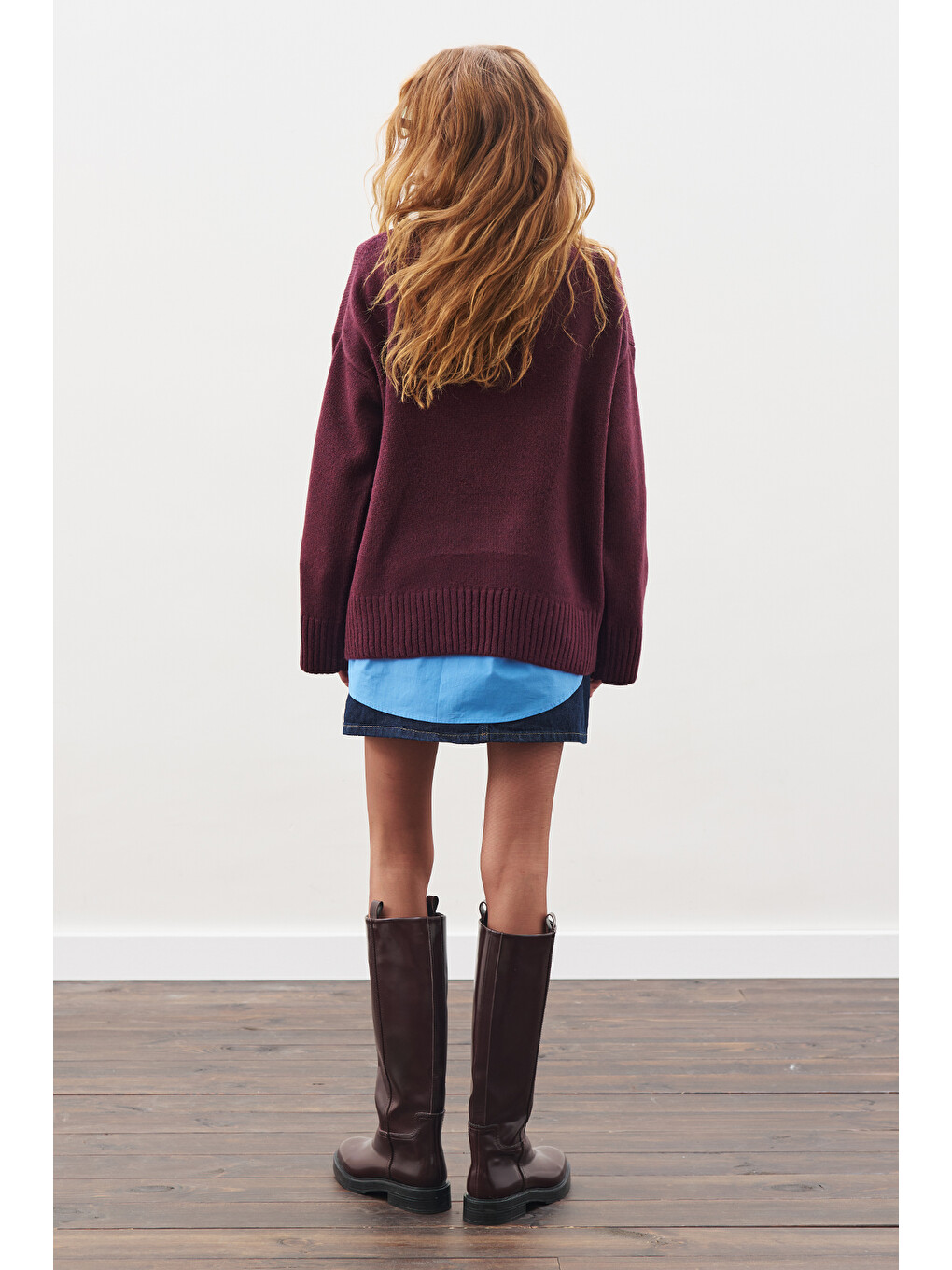 Chunky Oversıze Kazak Bordo-5