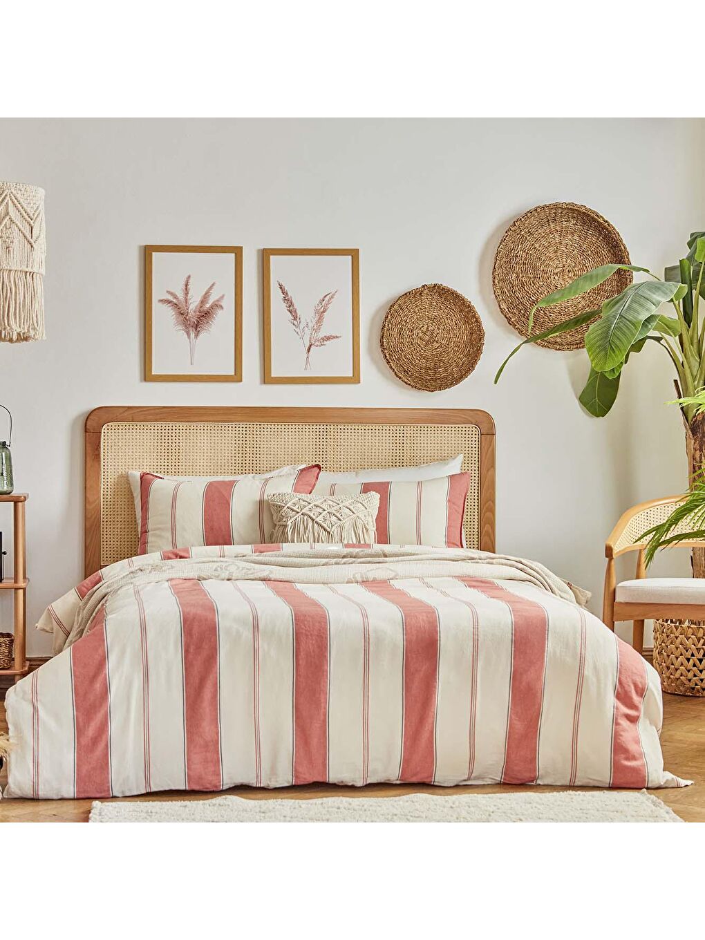 Ekru %100 Pamuk Casablanca Süper King Nevresim Takımı