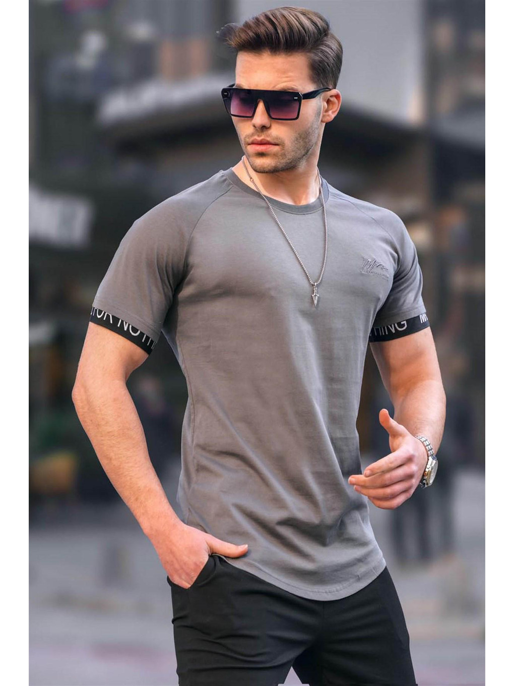 Gri Füme Basic Erkek Tişört