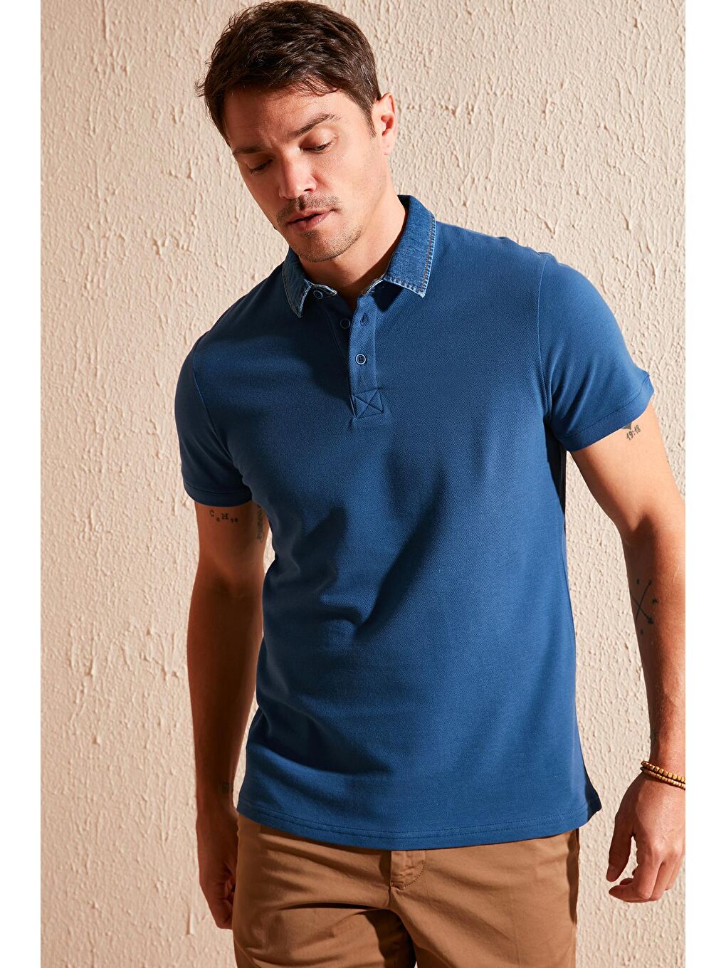 Buratti İndigo % 100 Pamuk Düğmeli Regular Fit Polo T Shirt 5902134 - 1