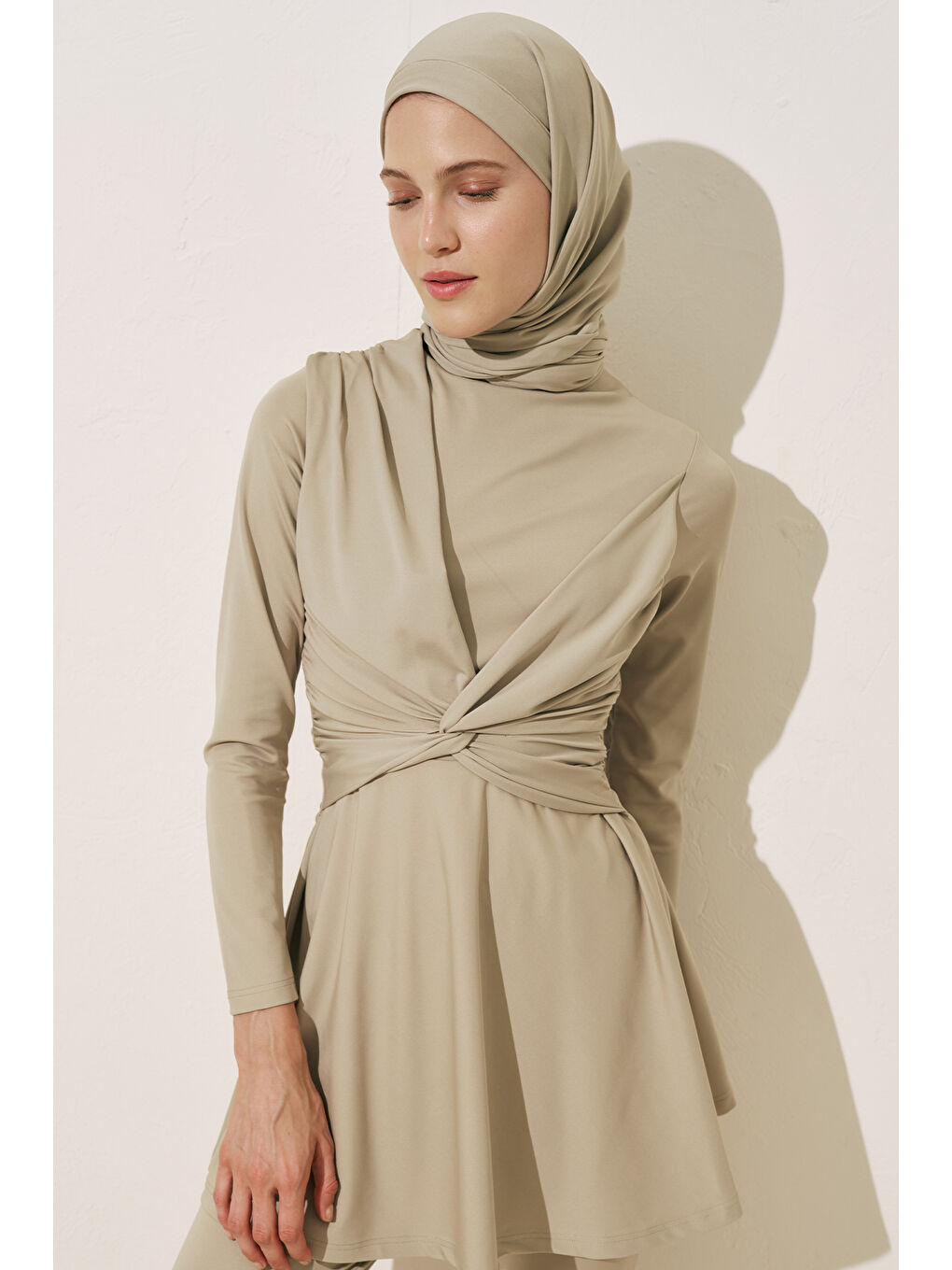 Düğüm Detaylı Tesettür Mayo Yeşil-5