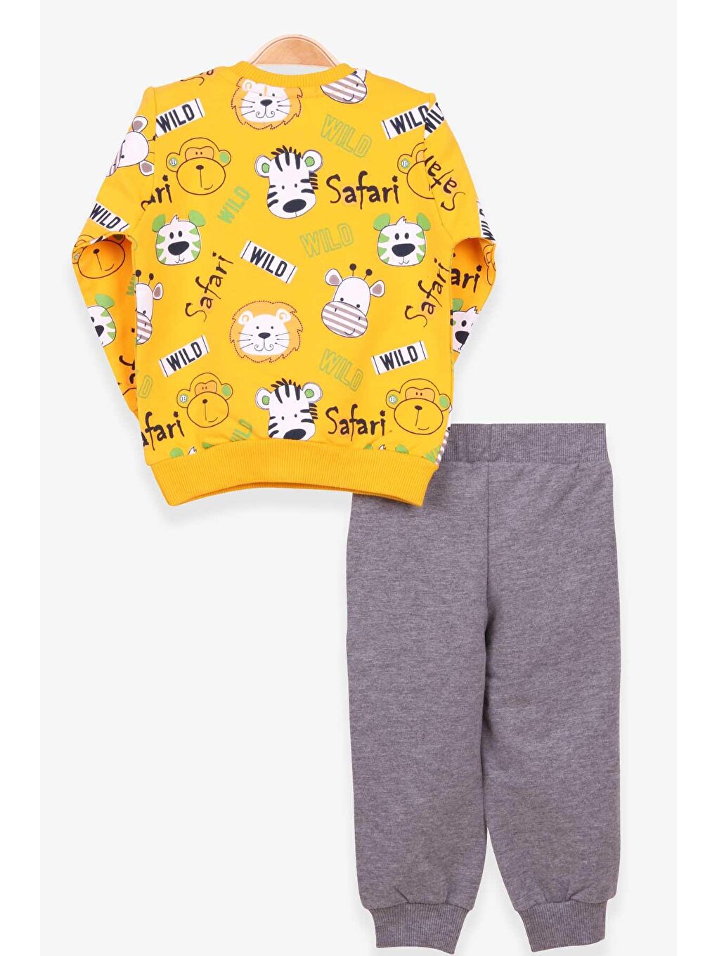 Erkek Çocuk Eşofman Takımı Maymun Nakışlı Sarı (1-4 Yaş)-1