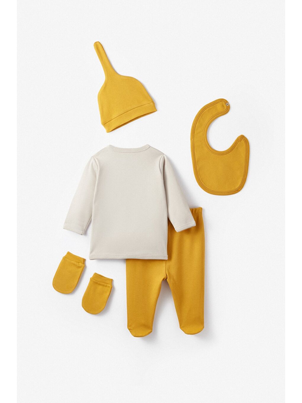Bej Bebek Hayvan Baskılı 5 Parça Set-1