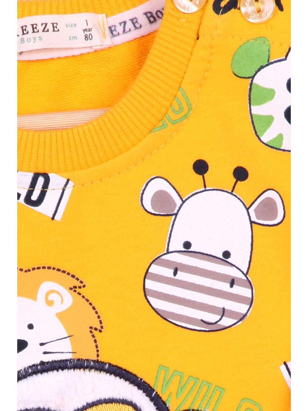 Erkek Çocuk Eşofman Takımı Maymun Nakışlı Sarı (1-4 Yaş)-2