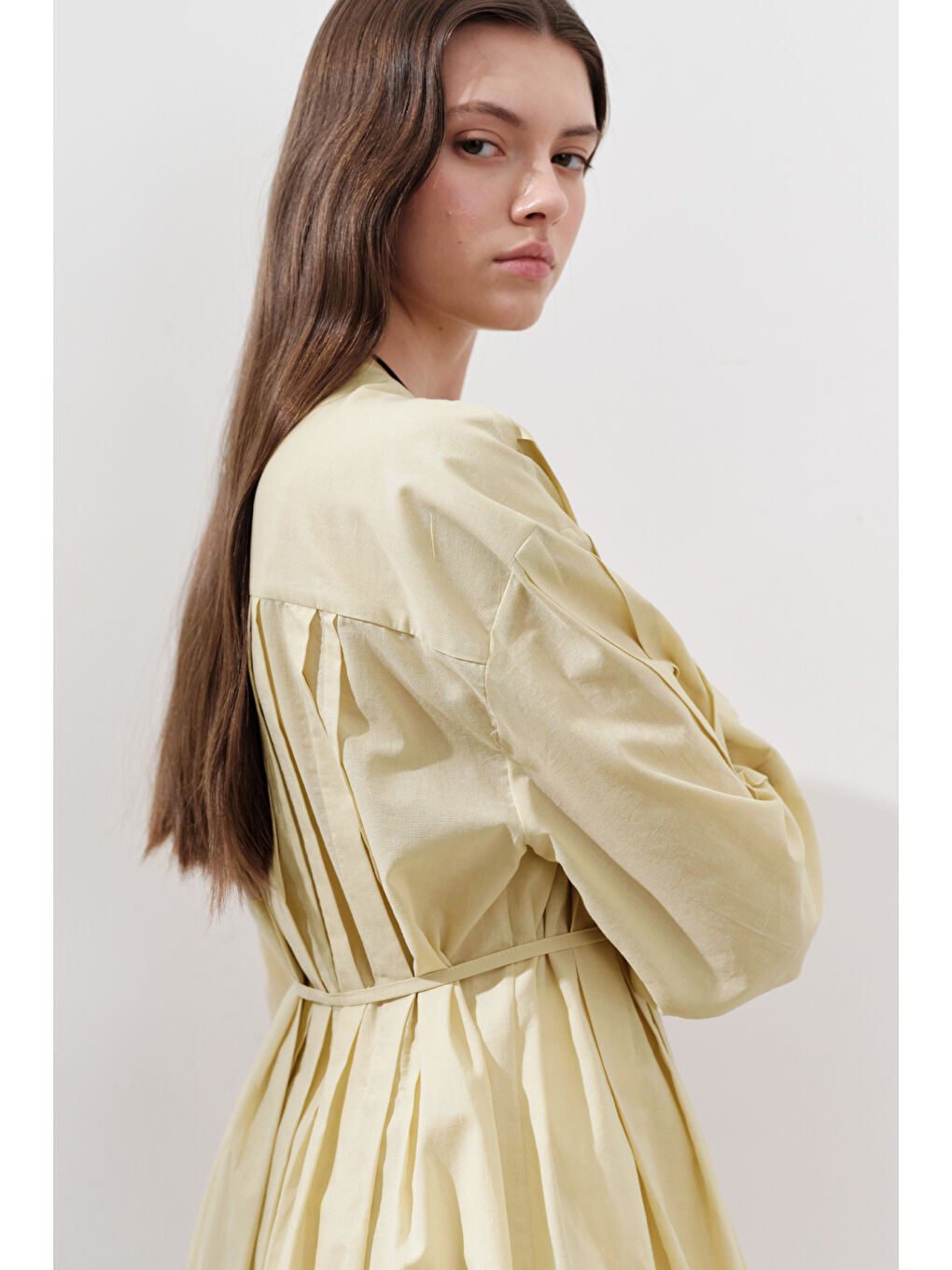 Nervürlü Geniş Kollu Tunik Sarı-6