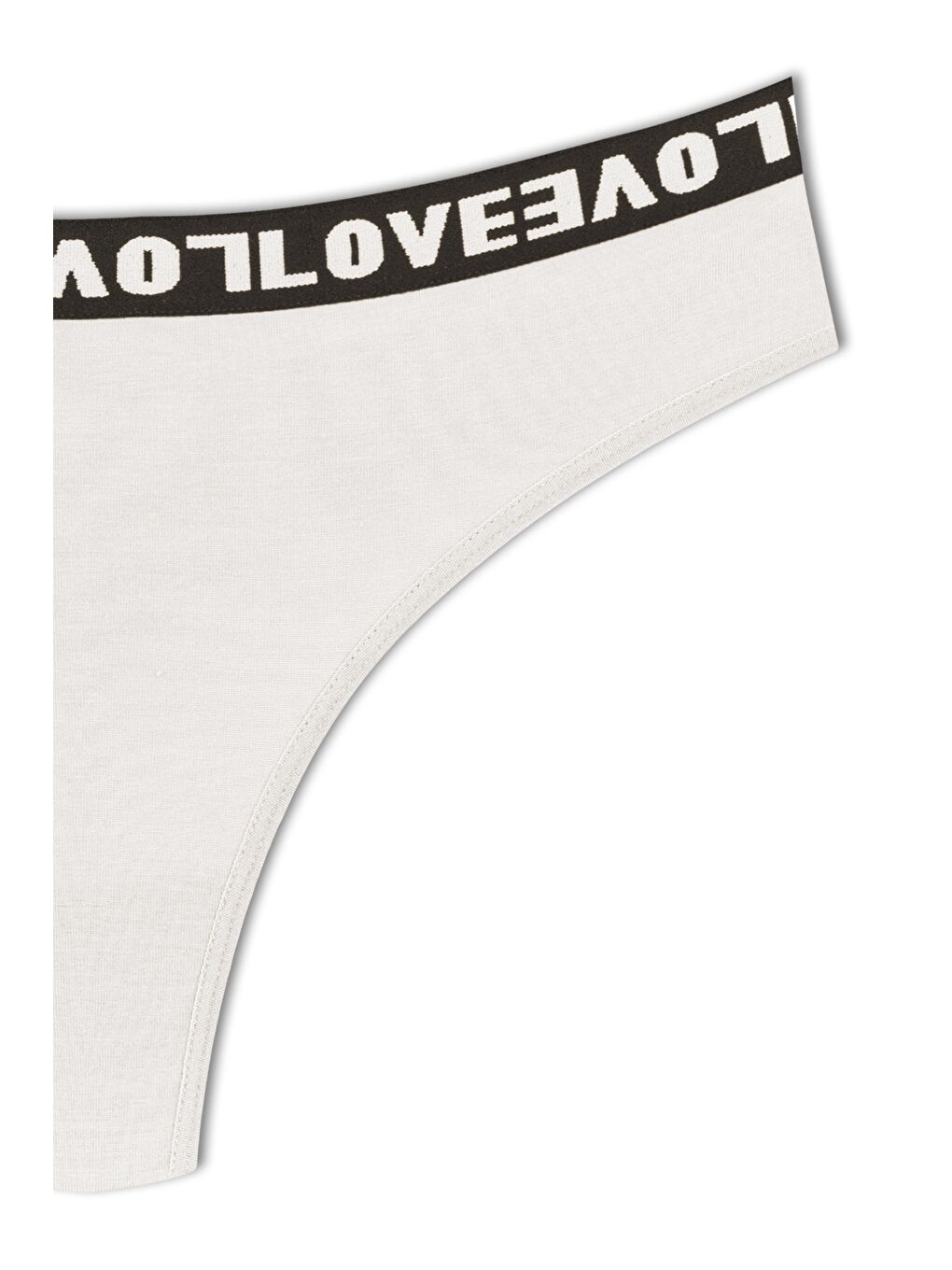 Beyaz Pamuklu Arkası Dantel LOVE Lastik Tanga Kadın Külot 3'lü-9