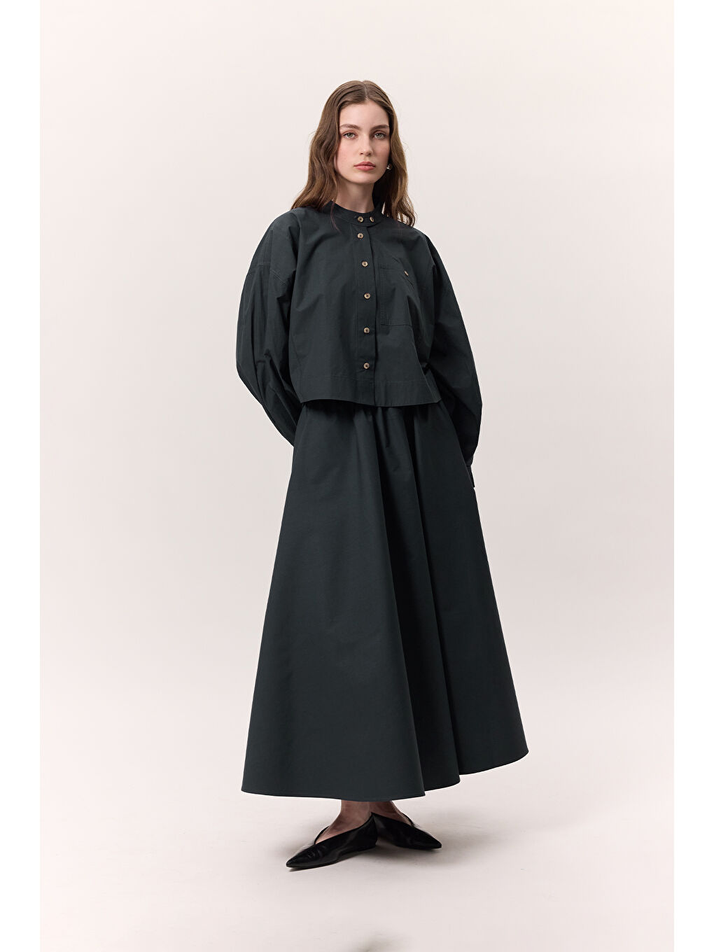 Volanlı Premıum Etek Lacivert-1