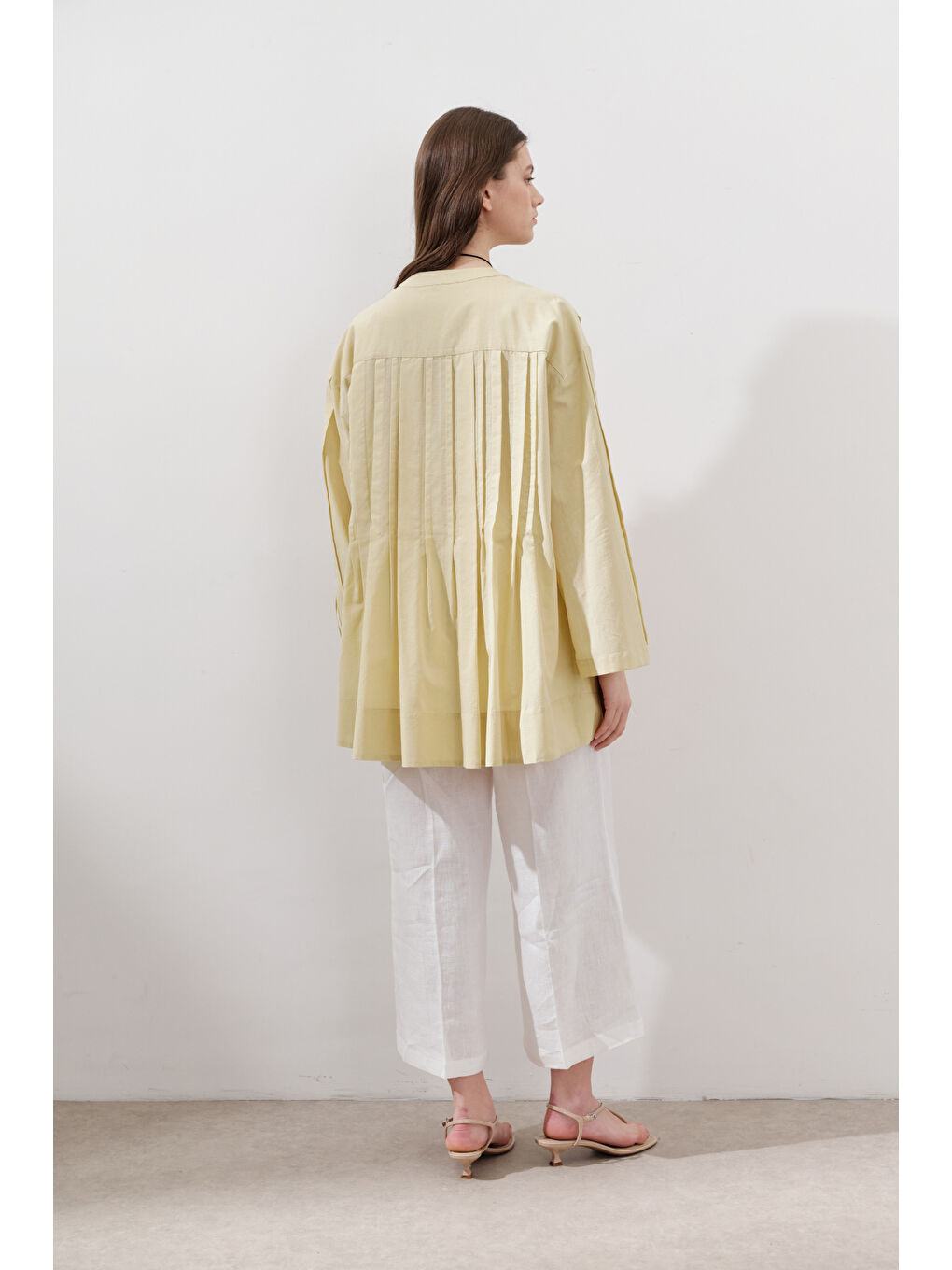 Nervürlü Geniş Kollu Tunik Sarı-7