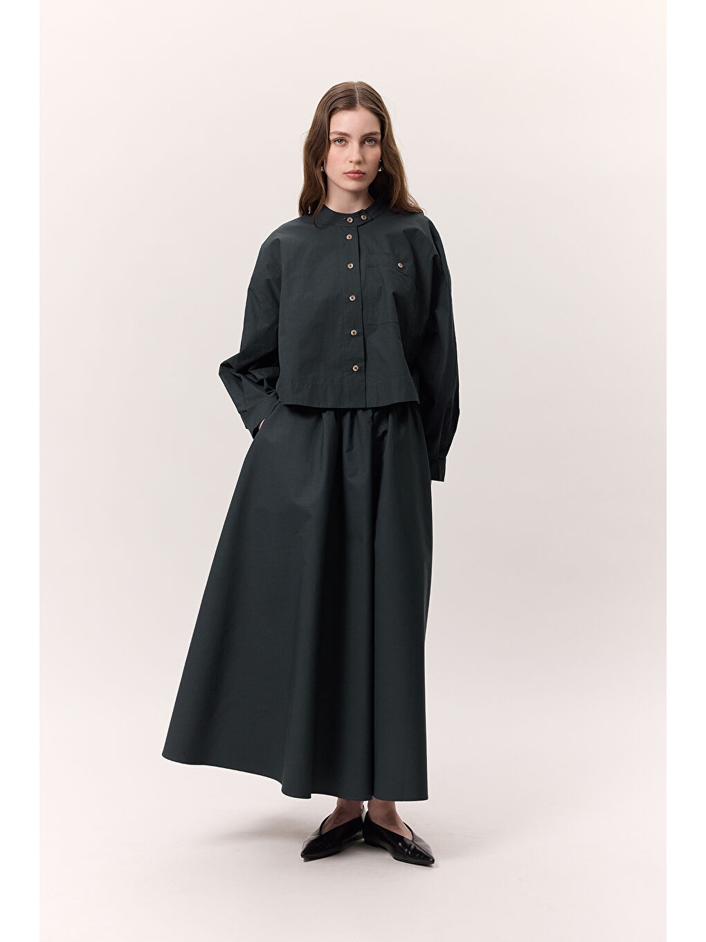 Volanlı Premıum Etek Lacivert-2