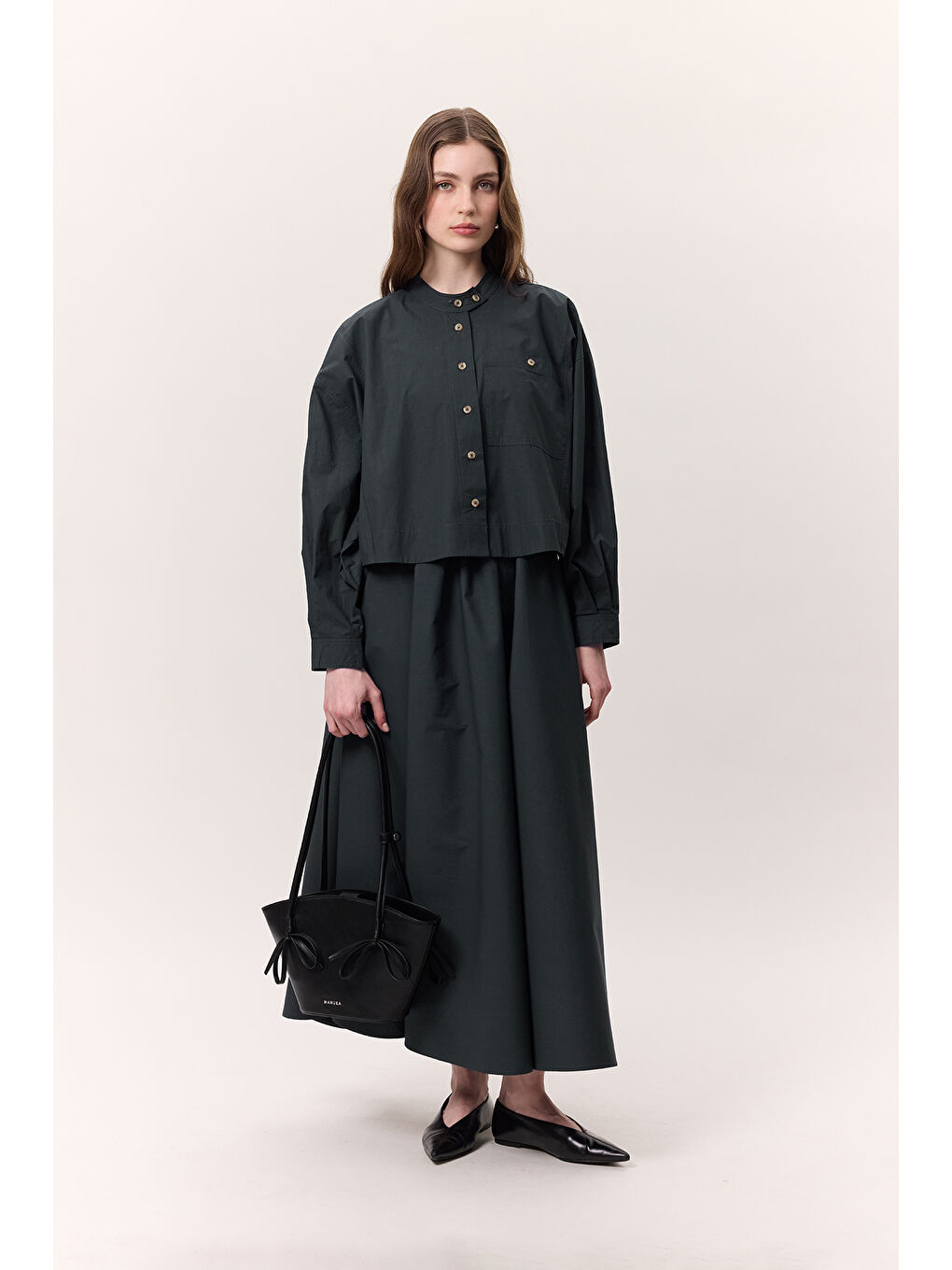 Volanlı Premıum Etek Lacivert-3