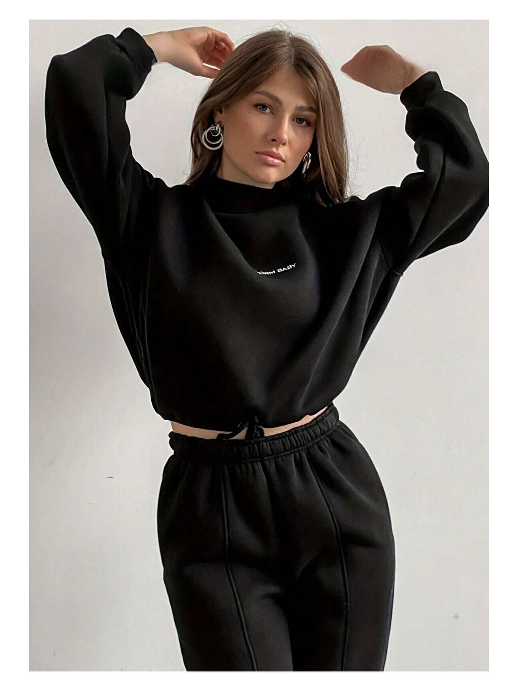 Kadın Siyah Storm Baby Baskılı Alt Üst Eşofman Takımı-2