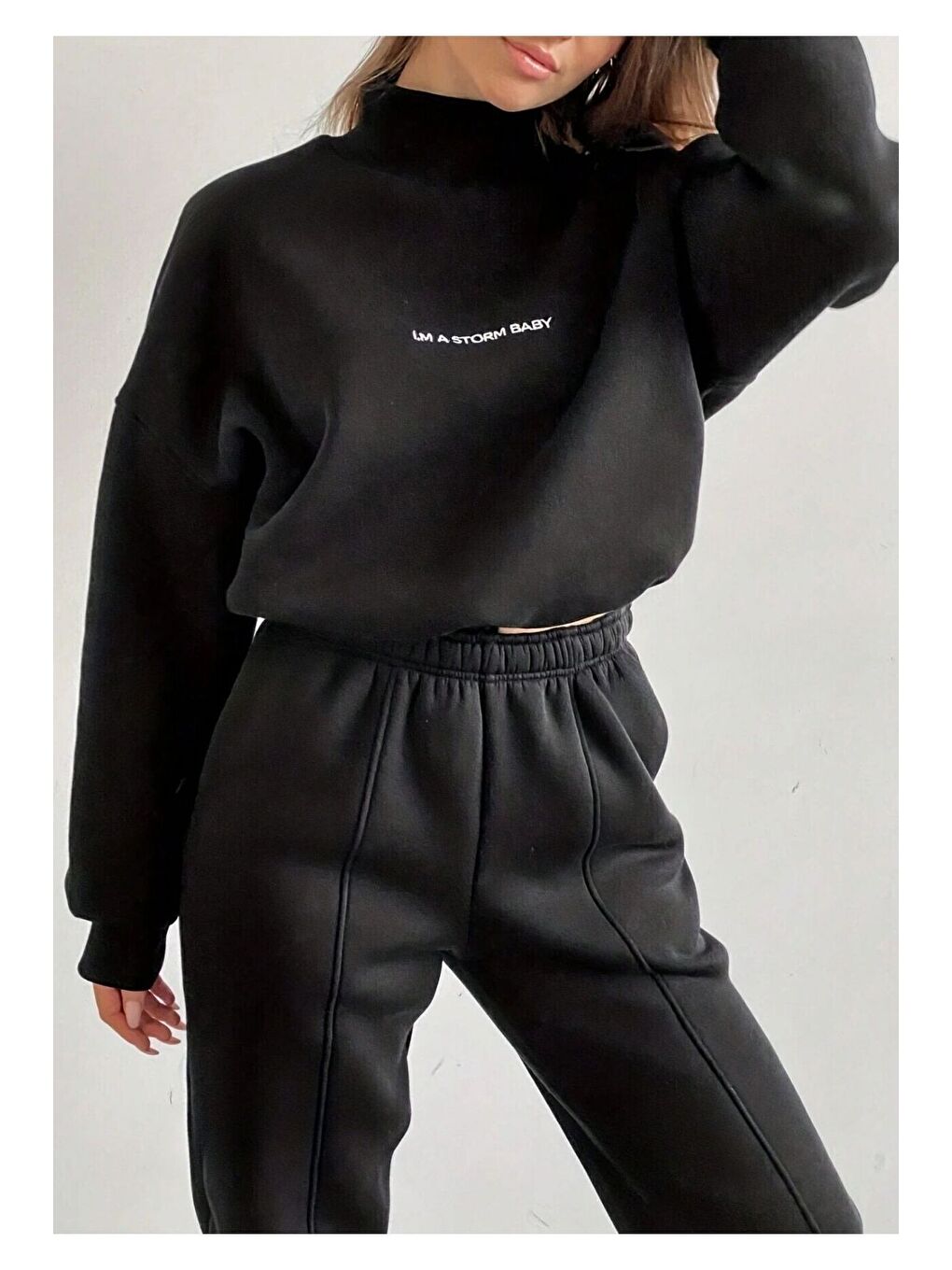 Kadın Siyah Storm Baby Baskılı Alt Üst Eşofman Takımı-5