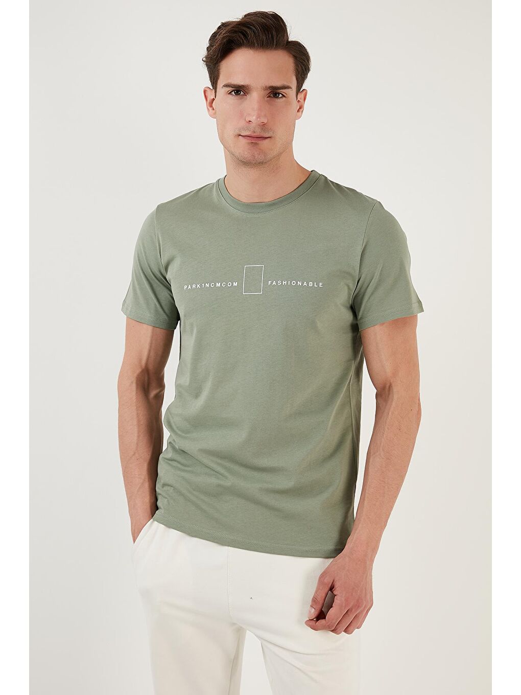 Yeşil % 100 Pamuk Regular Fit Bisiklet Yaka Tişört 5902620-2