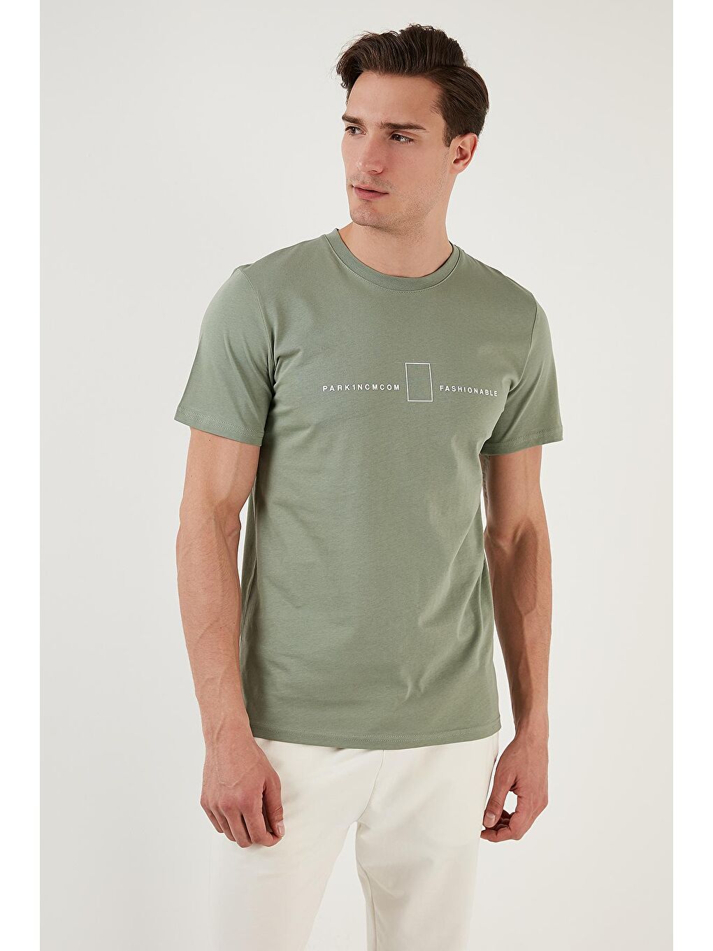 Yeşil % 100 Pamuk Regular Fit Bisiklet Yaka Tişört 5902620-3