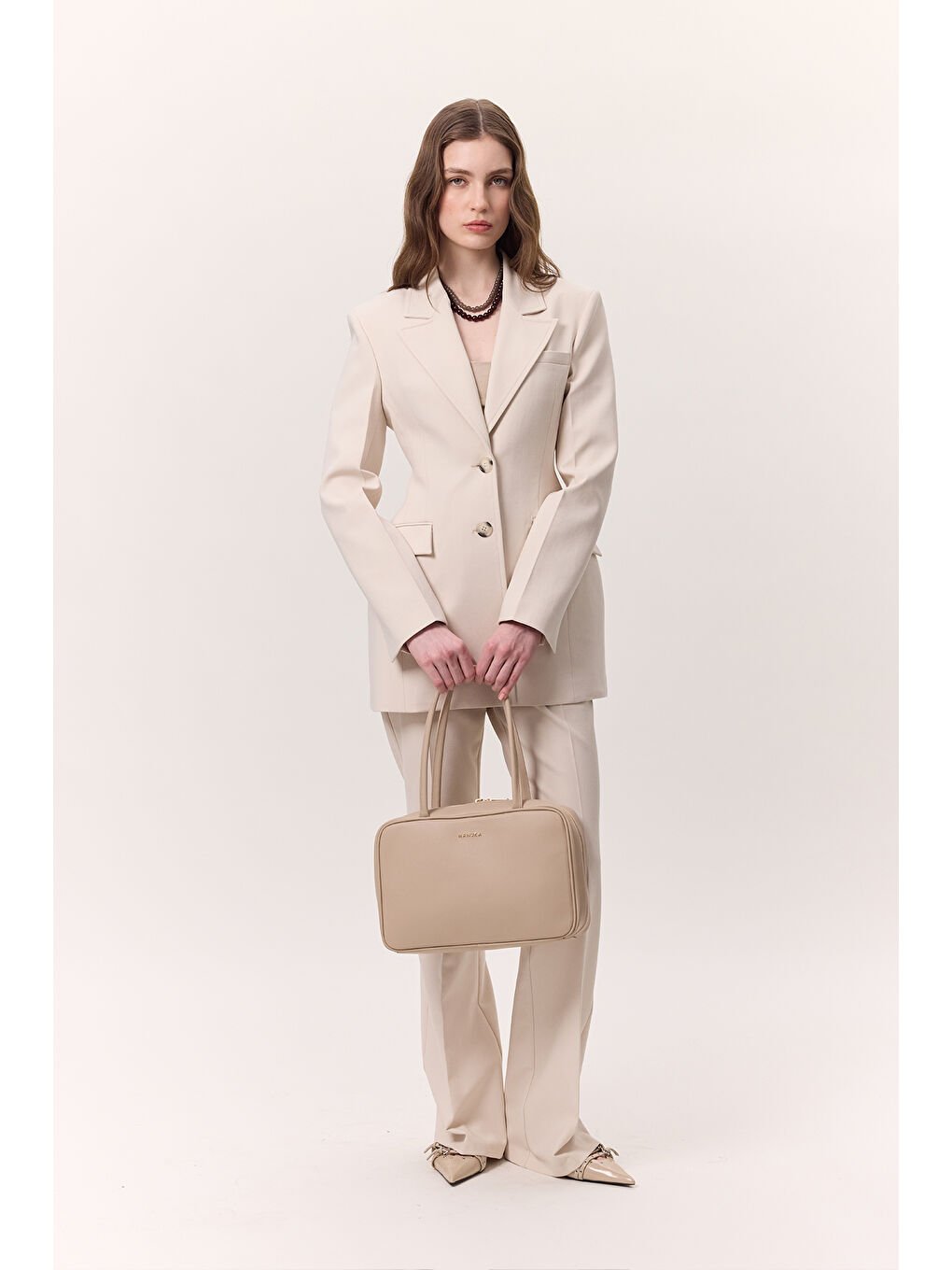 Bej Premıum Flare Paça Fıt Pantolon Taş-1