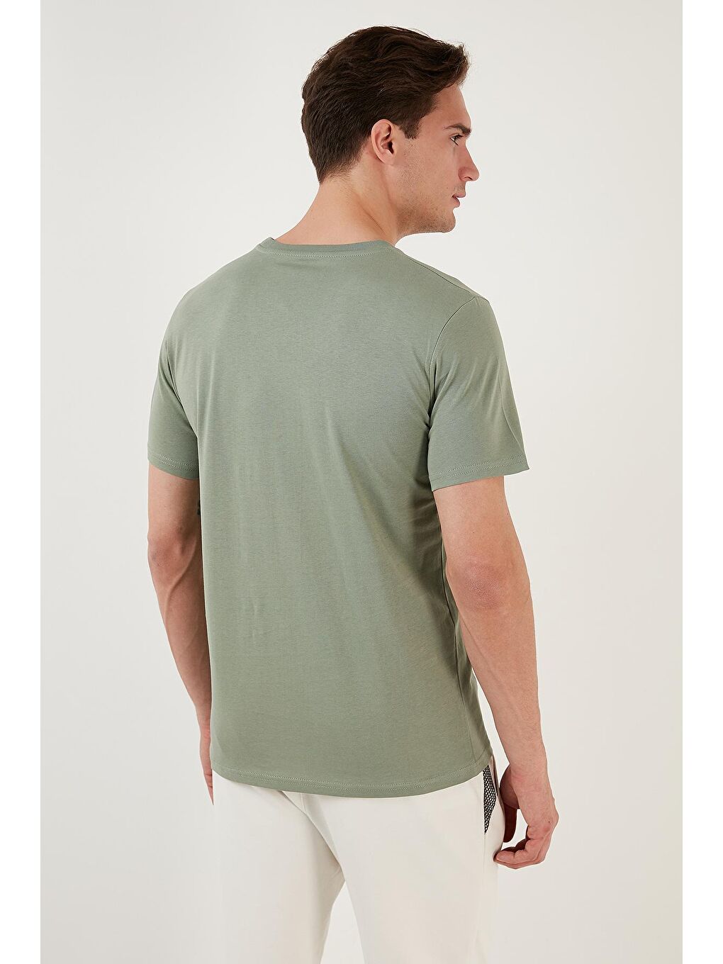 Yeşil % 100 Pamuk Regular Fit Bisiklet Yaka Tişört 5902620-4