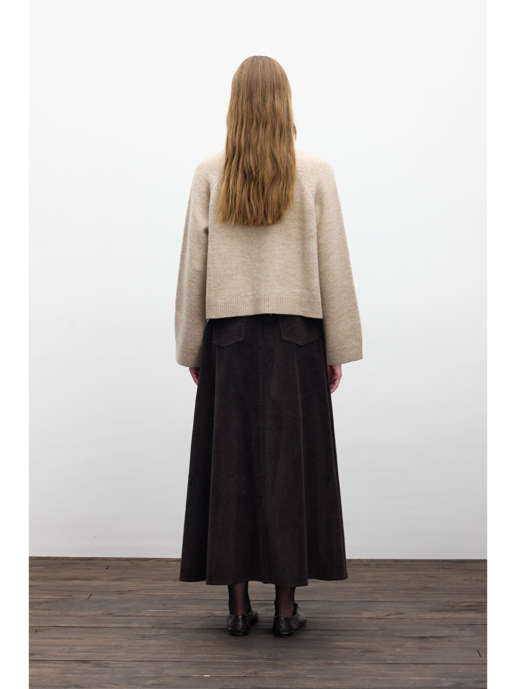 Düz Örgü Düğmeli Triko Hırka Bej-7