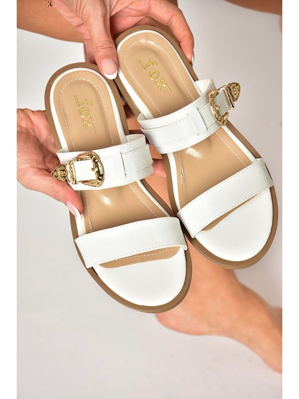 U2500665 Beyaz Kadın Terlik-3