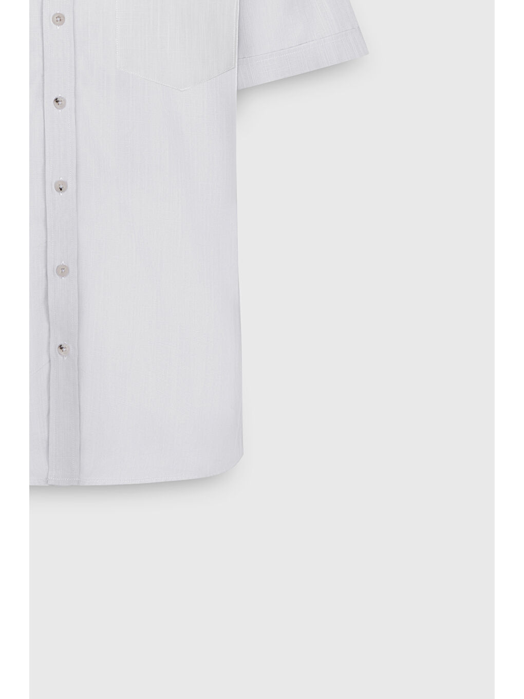 Erkek Beyaz Comfort Fit Rahat Kesim Gizli Düğmeli Yaka Keten Görünümlü %100 Pamuk Flamlı Gömlek-7