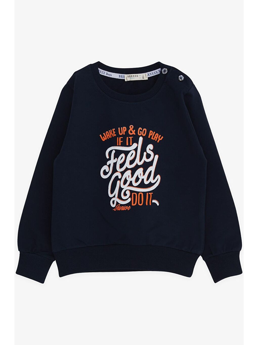 Breeze Lacivert Erkek Bebek Sweatshirt Yazı Baskılı Lacivert (2 Yaş)