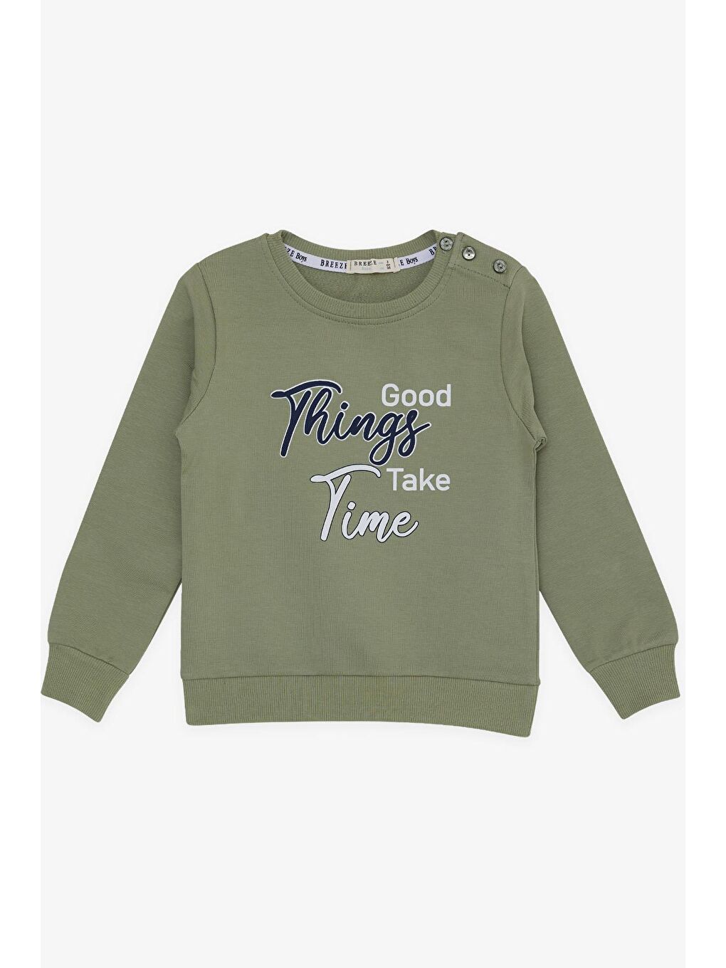 Turkuaz Erkek Çocuk Sweatshirt Yazı Baskılı Mint Yeşili (2-6 Yaş)
