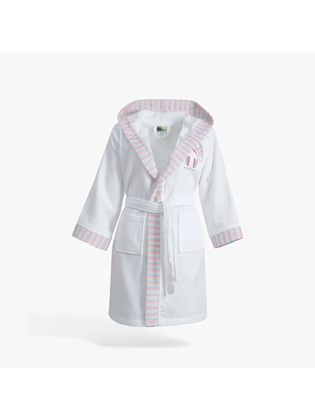 Relax Kız Çocuk Bornoz %100 Pamuk Nakışlı Beyaz-9