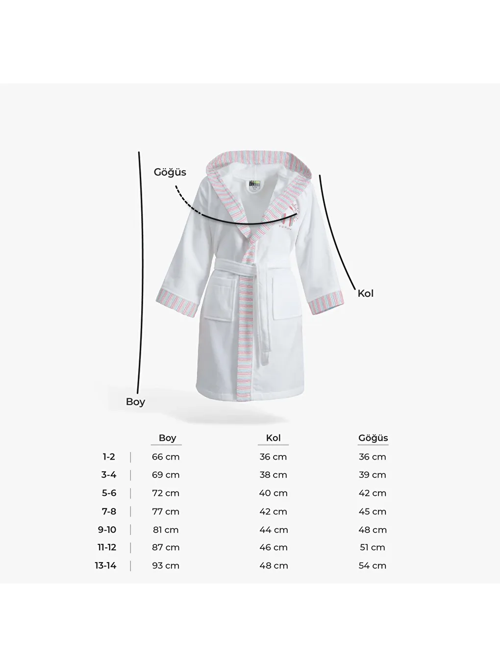 Relax Kız Çocuk Bornoz %100 Pamuk Nakışlı Beyaz-8