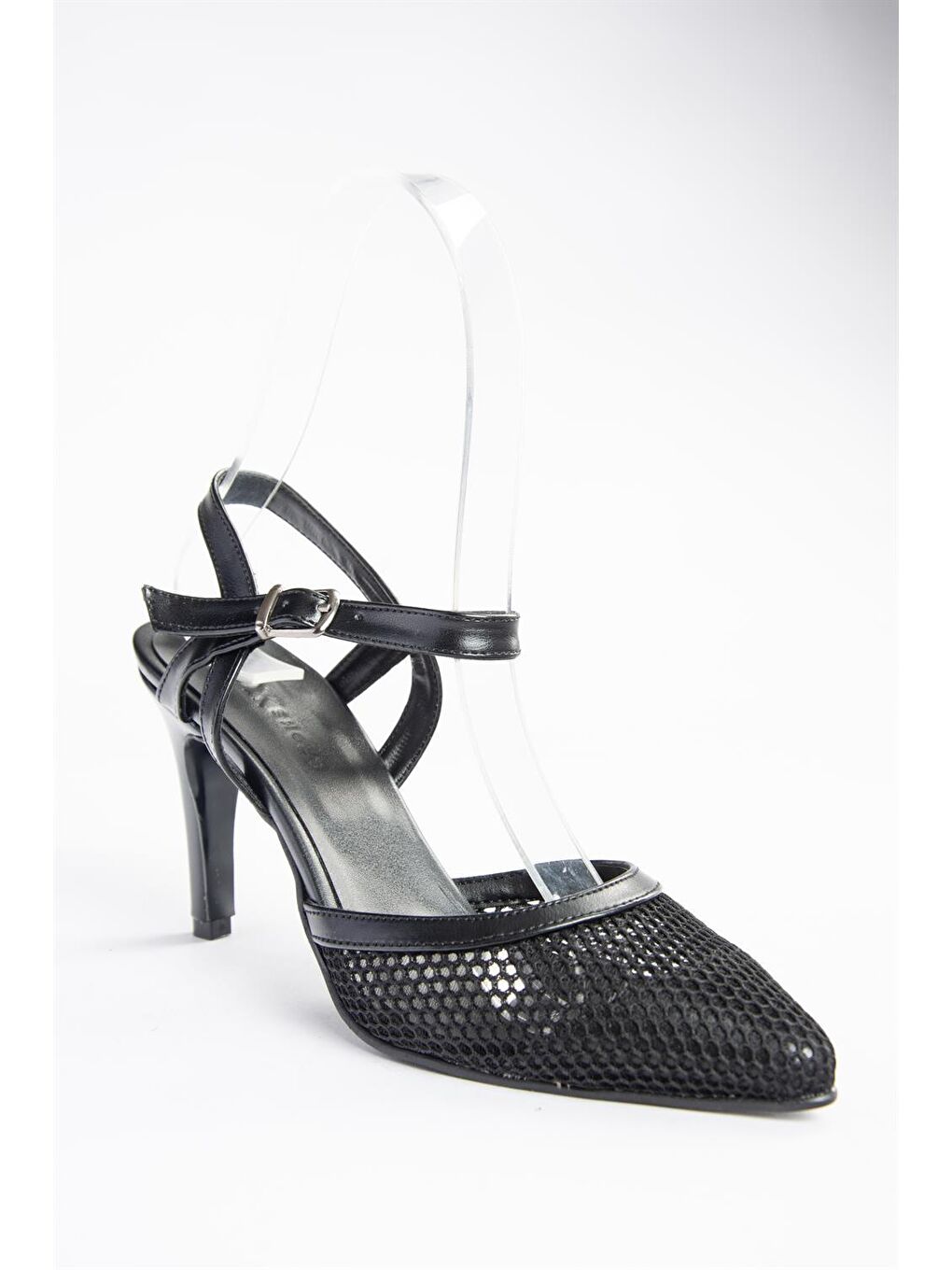 P372441315 Siyah Kumaş Detaylı Topuklu Kadın Ayakkabı-4