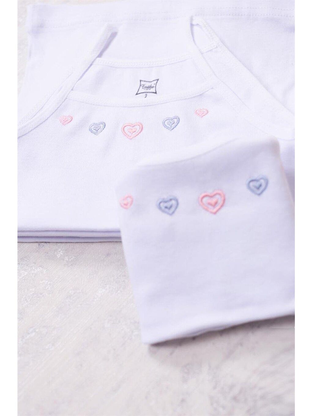 6’lı Kız Çocuk Beyaz %100 Pamuk İp Askılı İşlemeli Atlet-1