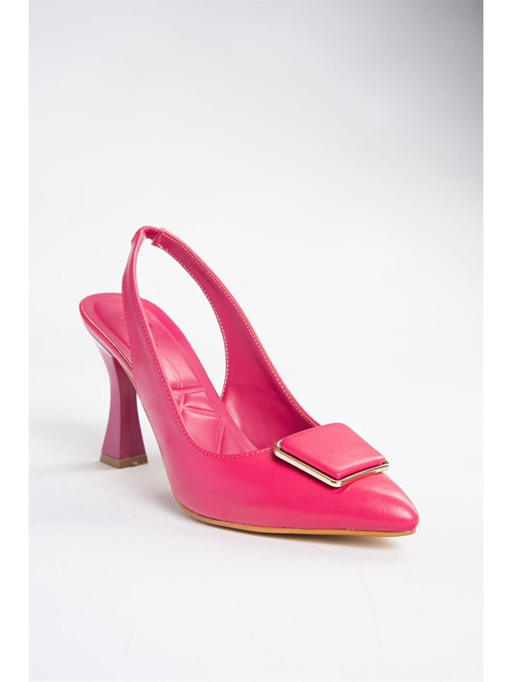 P250148209 Fuşya Tokalı Kalın Topuklu Kadın Ayakkabı-3