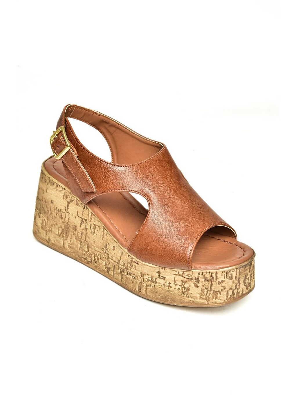 Kahverengi U9967550 Taba Kadın Dolgu Topuklu Ayakkabı-1