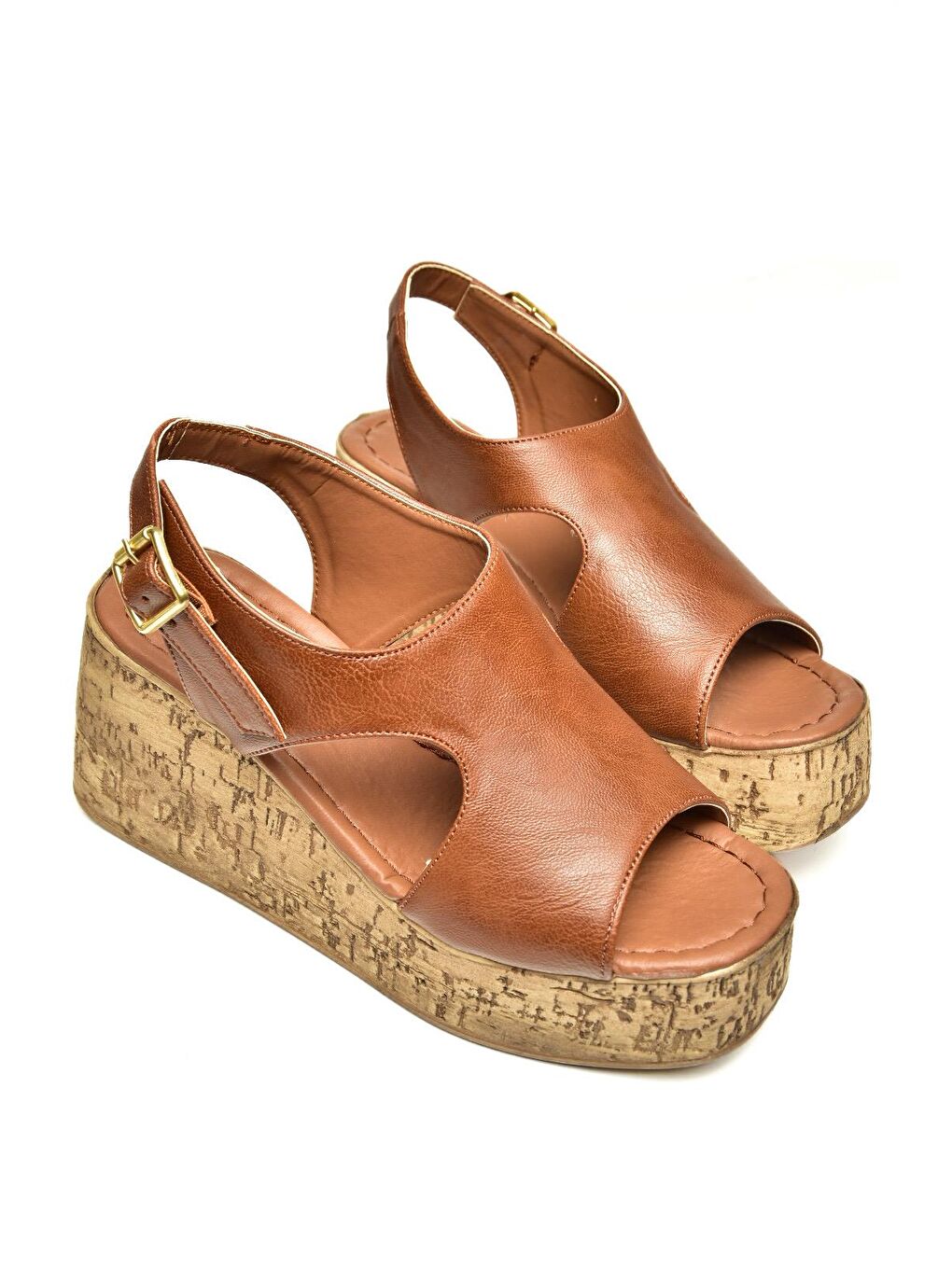 Kahverengi U9967550 Taba Kadın Dolgu Topuklu Ayakkabı-2