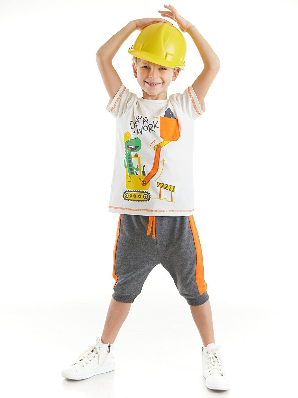 Denokids Karışık Dino At Work Erkek Çocuk T-shirt Kapri Takım