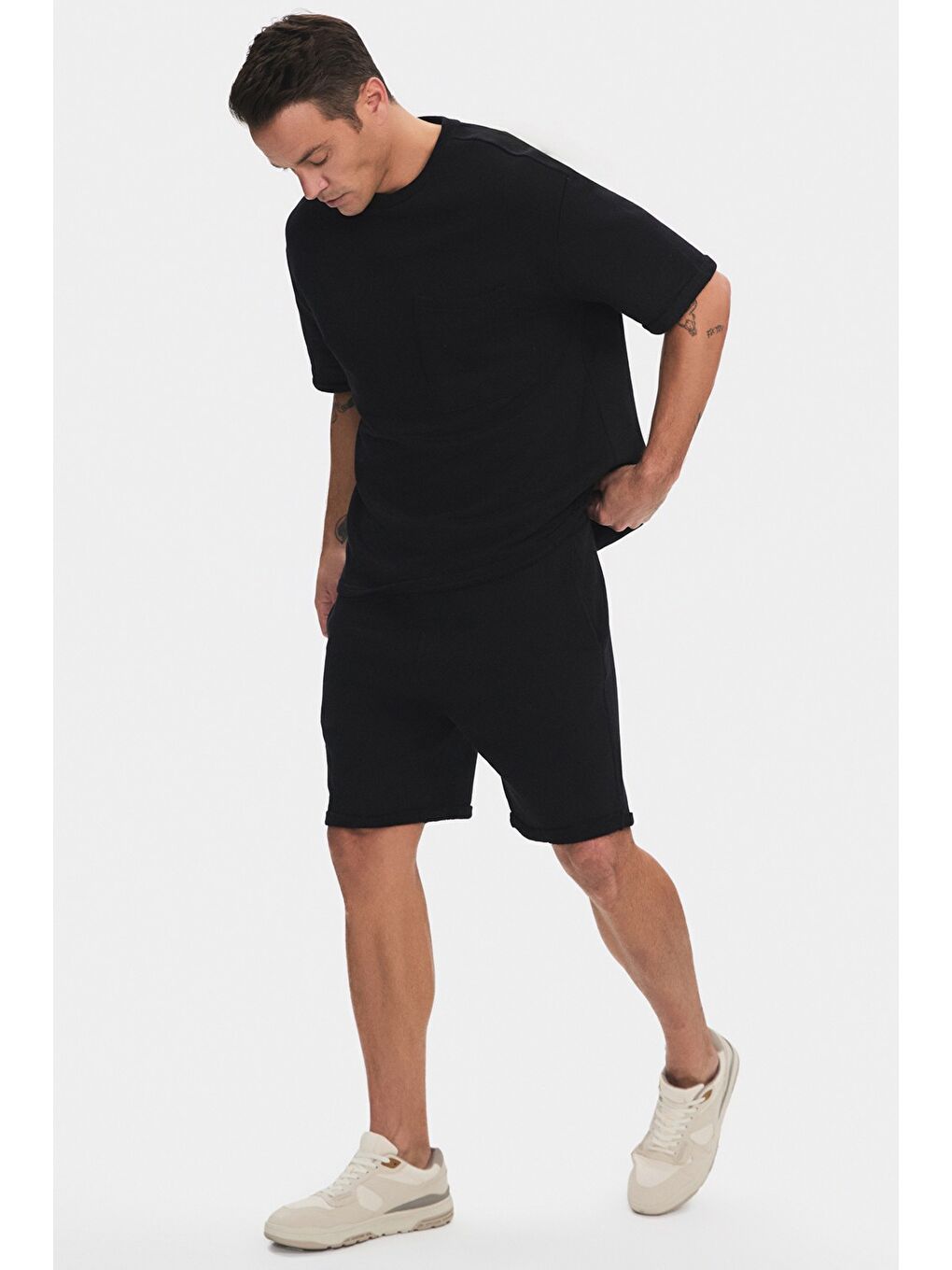 Siyah Erkek Oversize Şort Takım-1