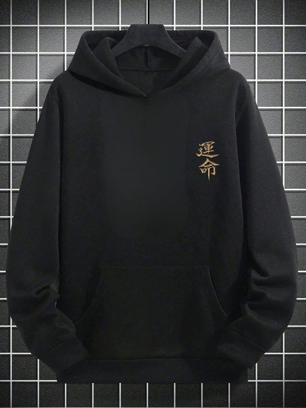 Unisex Erkek Japanese Sword Özel Baskı Pamuklu Oversize Kapüşonlu Sweatshirt Siyah