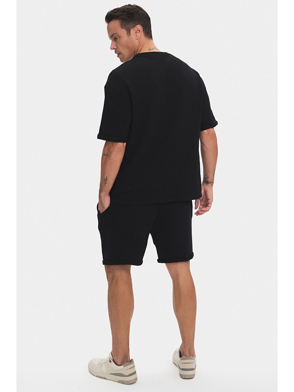 Siyah Erkek Oversize Şort Takım-3